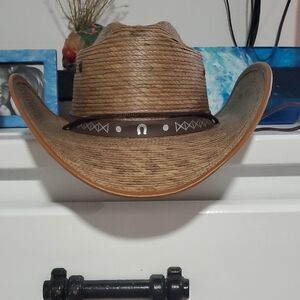 Rustic Brown Western Hat with Horseshoe Band